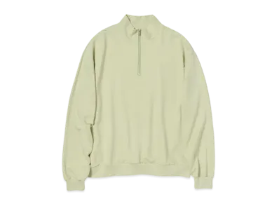 AURALEE Elastic High Gauge Sweat Half Zip P/O "Pistachio"