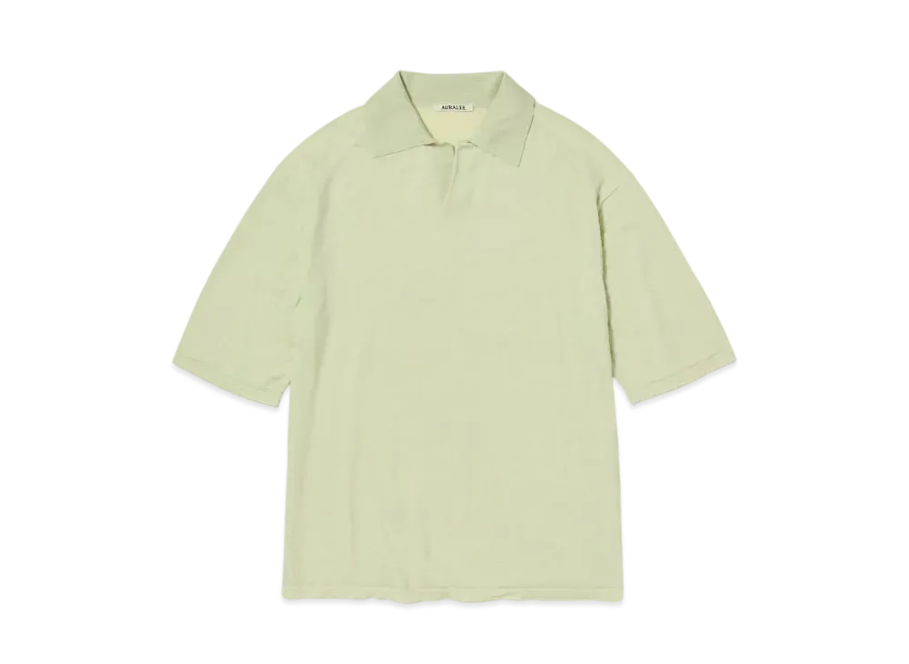 AURALEE Product Dyed Wool Knit Polo "Light Pistachio"