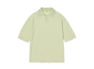 AURALEE Product Dyed Wool Knit Polo "Light Pistachio"