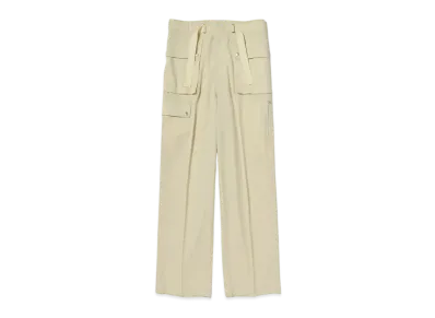 AURALEE Wool Herringbone Cargo Pants "Ivory"