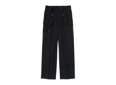AURALEE Wool Herringbone Cargo Pants "Black"