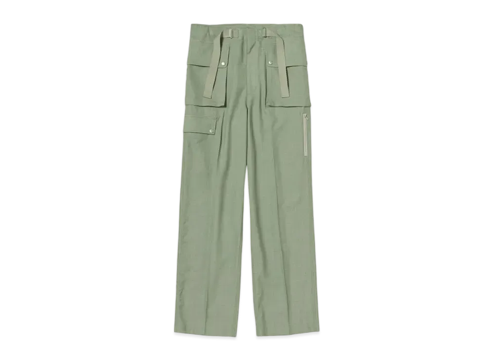 AURALEE Wool Herringbone Cargo Pants "Olive"