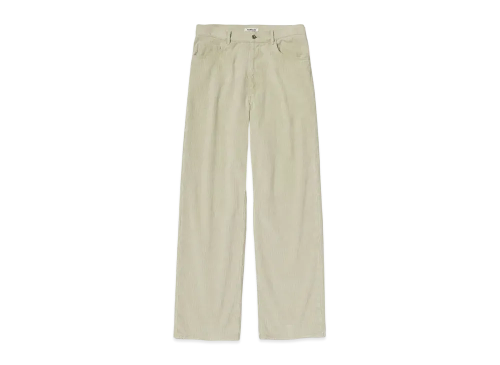 AURALEE Pigment Dye Finx Corduroy Wide 5P Pants "White Khaki"