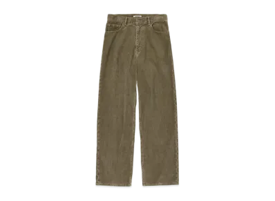 AURALEE Pigment Dye Finx Corduroy Wide 5P Pants "Olive Brown"