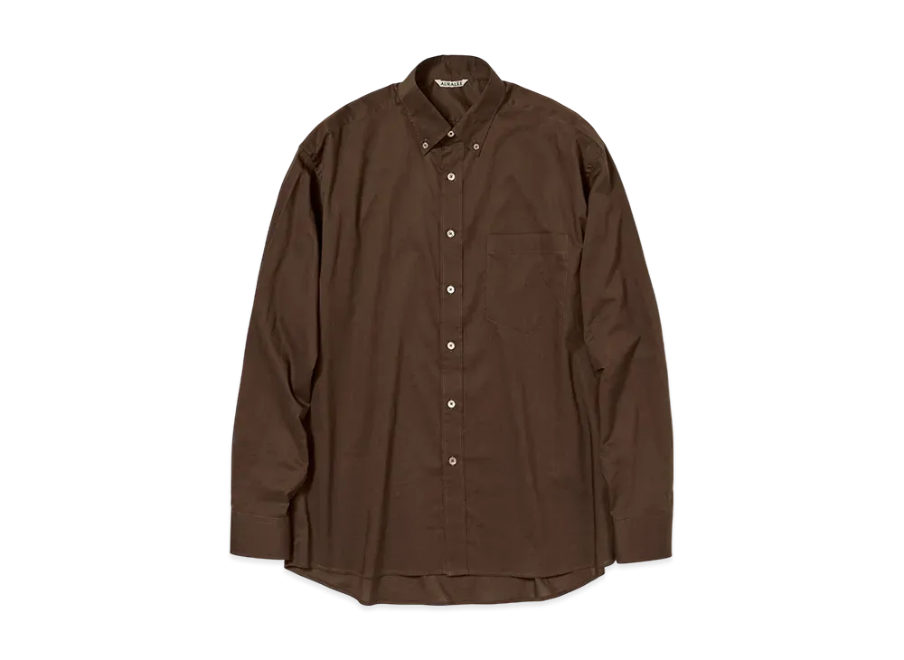 AURALEE Washed Finx Typewriter Button Down Shirt "Dark Brown"