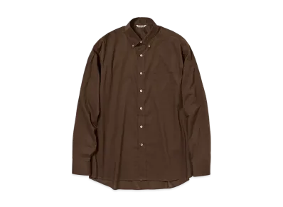AURALEE Washed Finx Typewriter Button Down Shirt "Dark Brown"