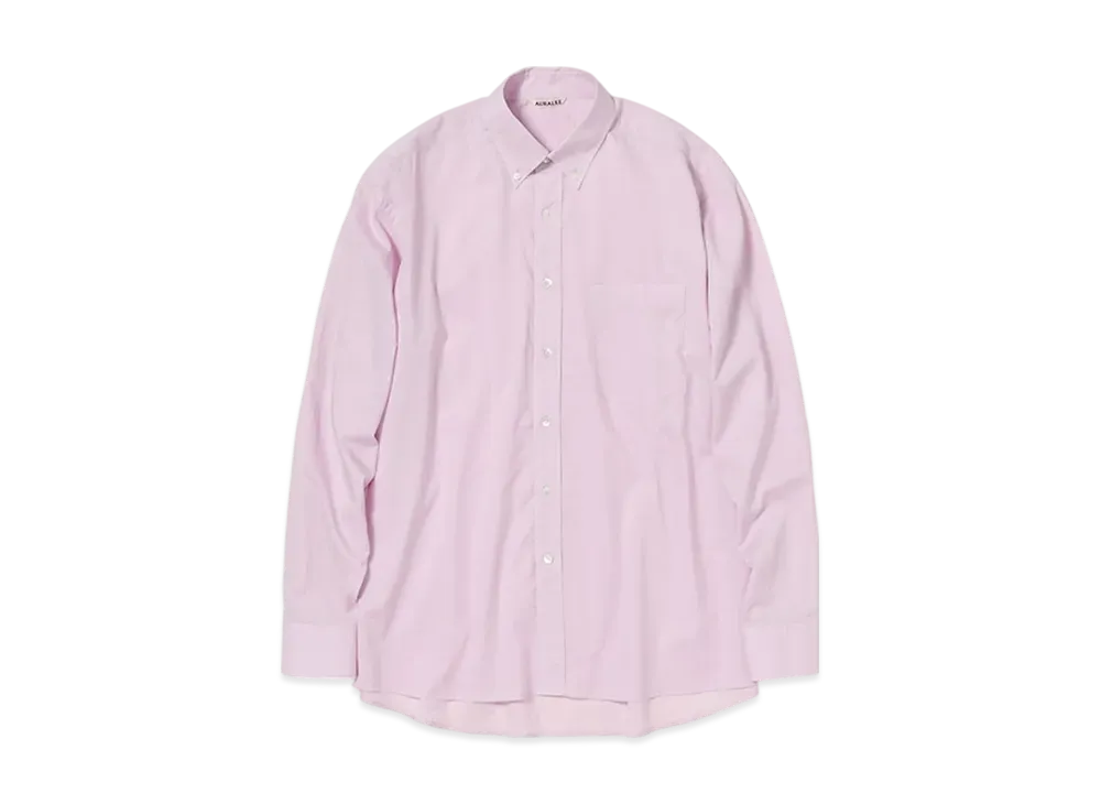 AURALEE Washed Finx Typewriter Button Down Shirt "Light Pink"