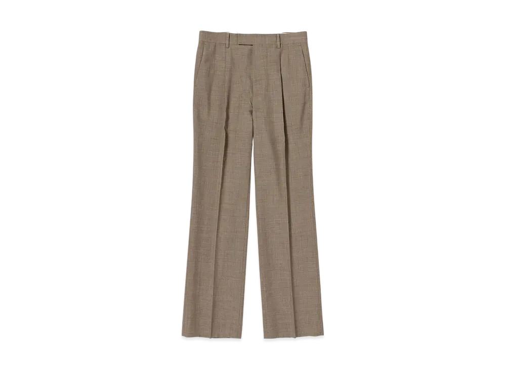 AURALEE Tropical Wool Kid Mohair One-Tuck Slacks "Brown Check"