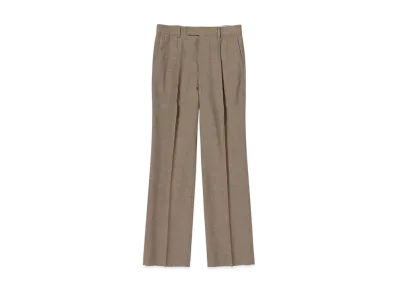 AURALEE Tropical Wool Kid Mohair One-Tuck Slacks "Brown Check"