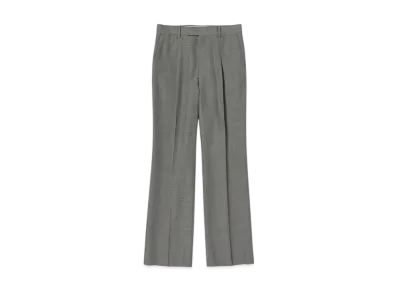 AURALEE Tropical Wool Kid Mohair One-Tuck Slacks "Gray Check"