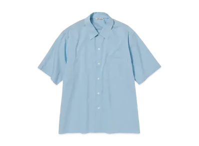 AURALEE Washed Finx Typewriter Open Collar Half Sleeved Shirt "Light Blue"