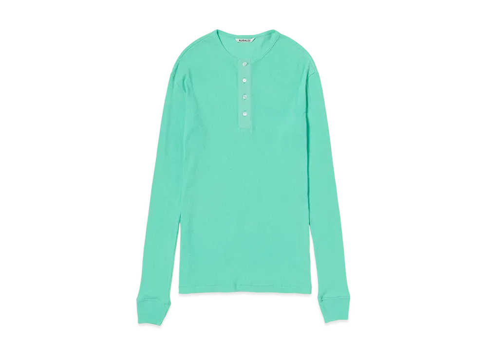 AURALEE Organic Soft Rib Henly Neck P/O "Aqua Green"