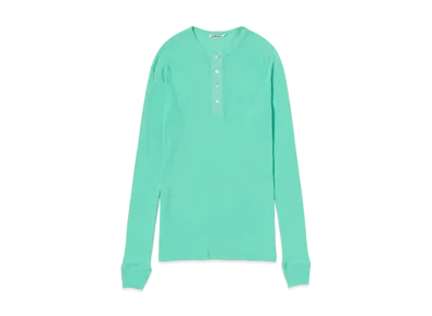 AURALEE Organic Soft Rib Henly Neck P/O "Aqua Green"