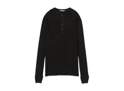 AURALEE Organic Soft Rib Henly Neck P/O "Black"