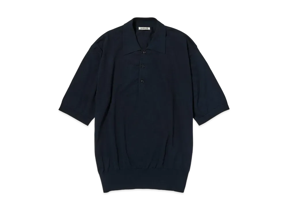 AURALEE Super High Gauge Cotton Knit Polo "Dark Navy"