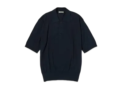 AURALEE Super High Gauge Cotton Knit Polo "Dark Navy"