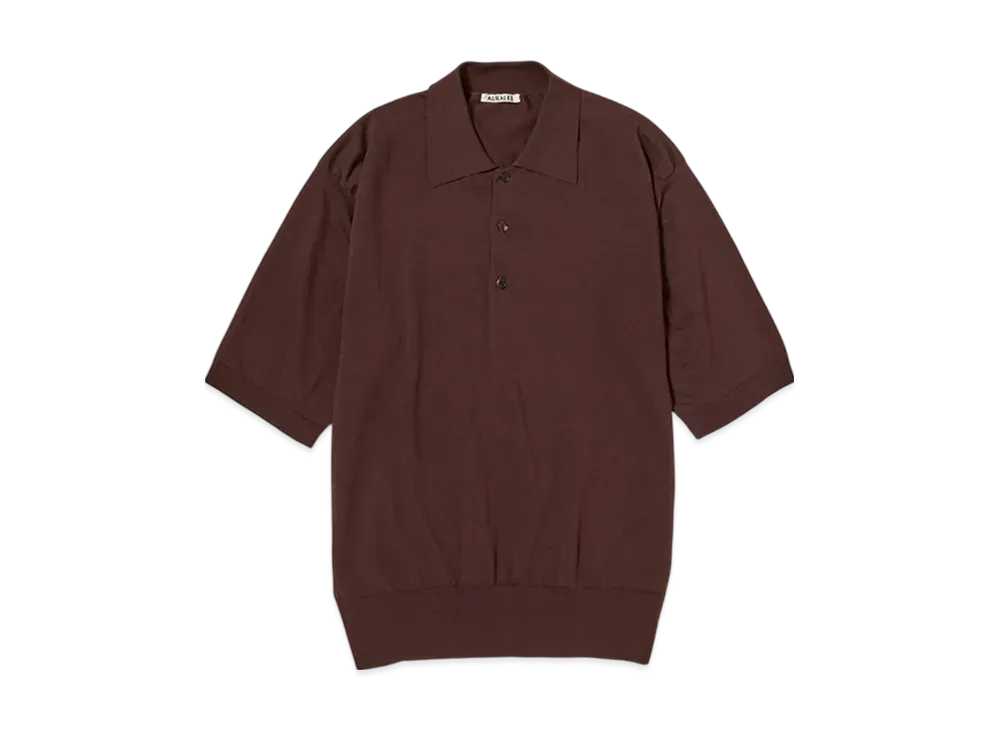 AURALEE Super High Gauge Cotton Knit Polo "Brown"