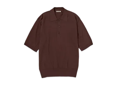 AURALEE Super High Gauge Cotton Knit Polo "Brown"