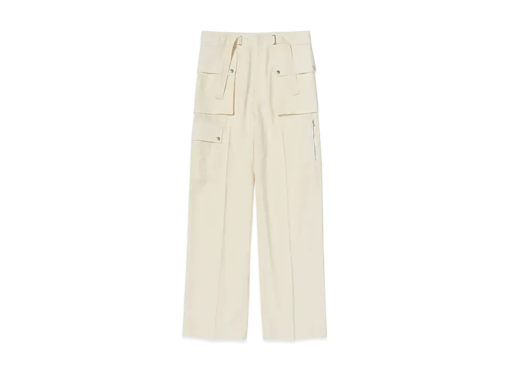 AURALEE Light Cotton Wool Viyella Cargo Pants "Ivory White"