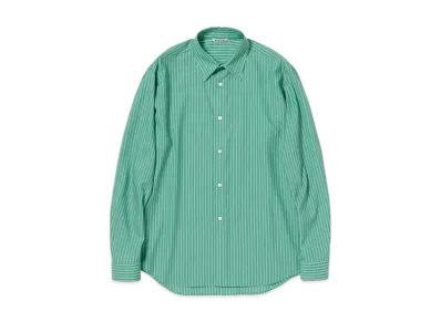 AURALEE Super Fine Wool Stripe Shirt "Green Stripe"