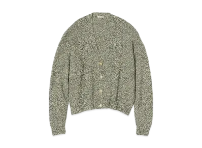 AURALEE Cotton Cashmere Cord Knit Cardigan "Lime/Navy"