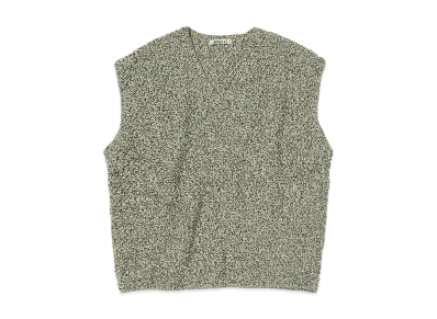 AURALEE Cotton Cashmere Cord Knit Vest "Lime/Navy"