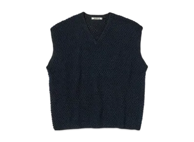 AURALEE Cotton Cashmere Cord Knit Vest "Navy/Black"