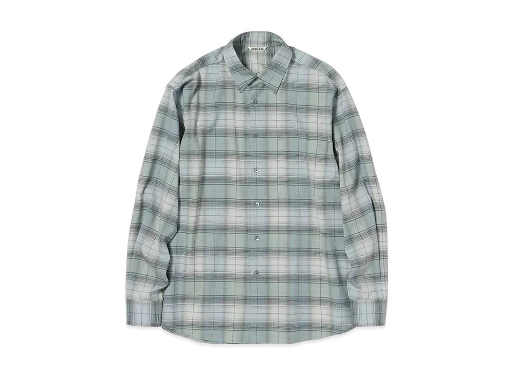 AURALEE Super Light Wool Check Shirt "Blue Green Check"