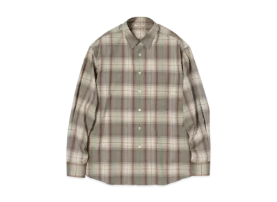 AURALEE Super Light Wool Check Shirt "Gray Brown Check"
