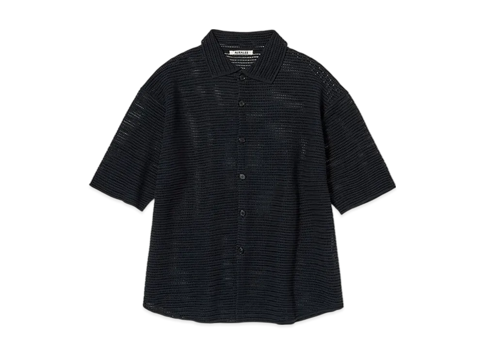 AURALEE Cotton Mesh Knit Half Sleeved Shirt "Dark Navy"