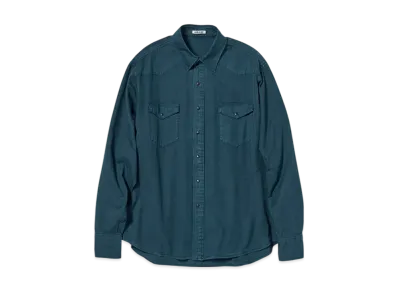 AURALEE Product Dyed Finx Gabardine Western Shirt "Dyed Navy"