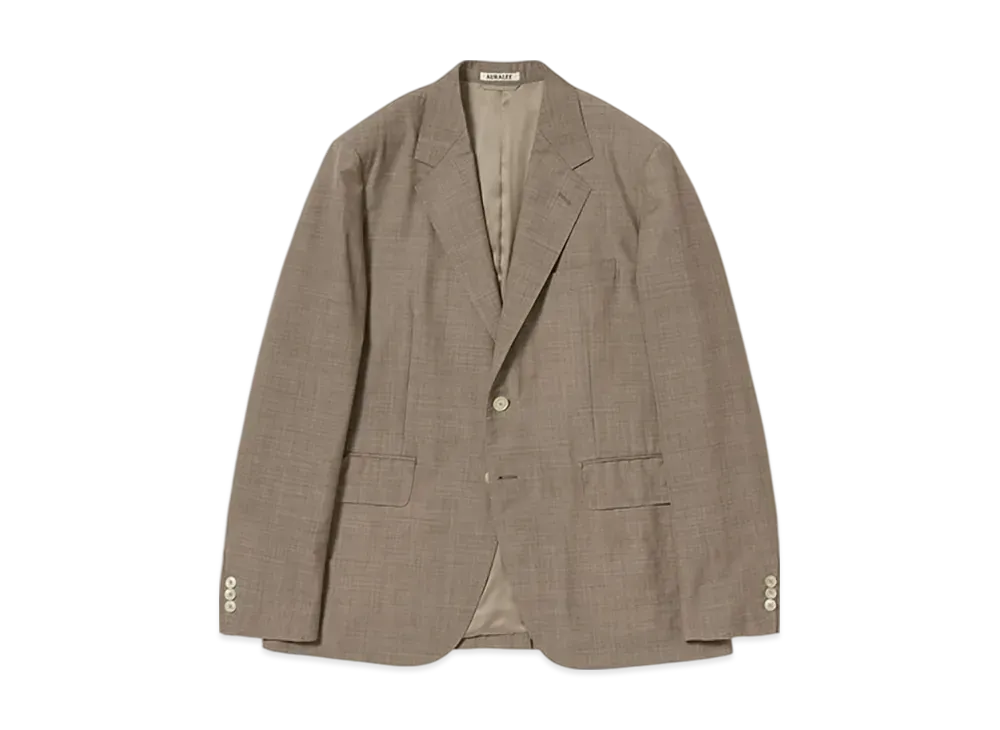 AURALEE Tropical Wool Kid Mohair Jacket "Brown Check"