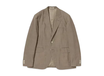 AURALEE Tropical Wool Kid Mohair Jacket "Brown Check"