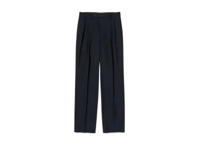 AURALEE Wool Kid Mohair Hop Sack Two-Tuck Slacks "Dark Navy"