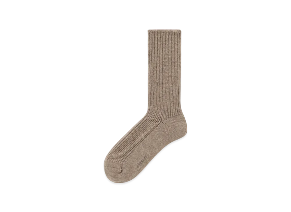 AURALEE Baby Cashmere Night Socks "Natural Brown"