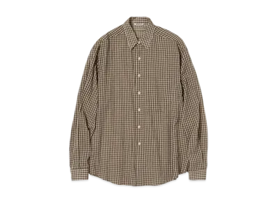 AURALEE Airy Light Cotton Check Big Shirt "Brown Gingham Check"