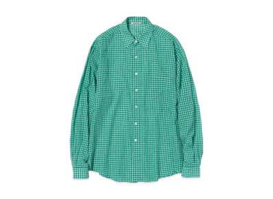 AURALEE Airy Light Cotton Check Big Shirt "Green Gingham Check"