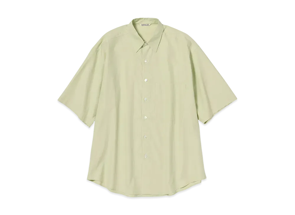 AURALEE Washed Finx Twill Big Half Sleeved Shirt "Light Green"