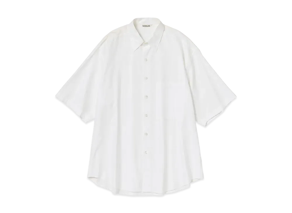 AURALEE Washed Finx Twill Big Half Sleeved Shirt "White"