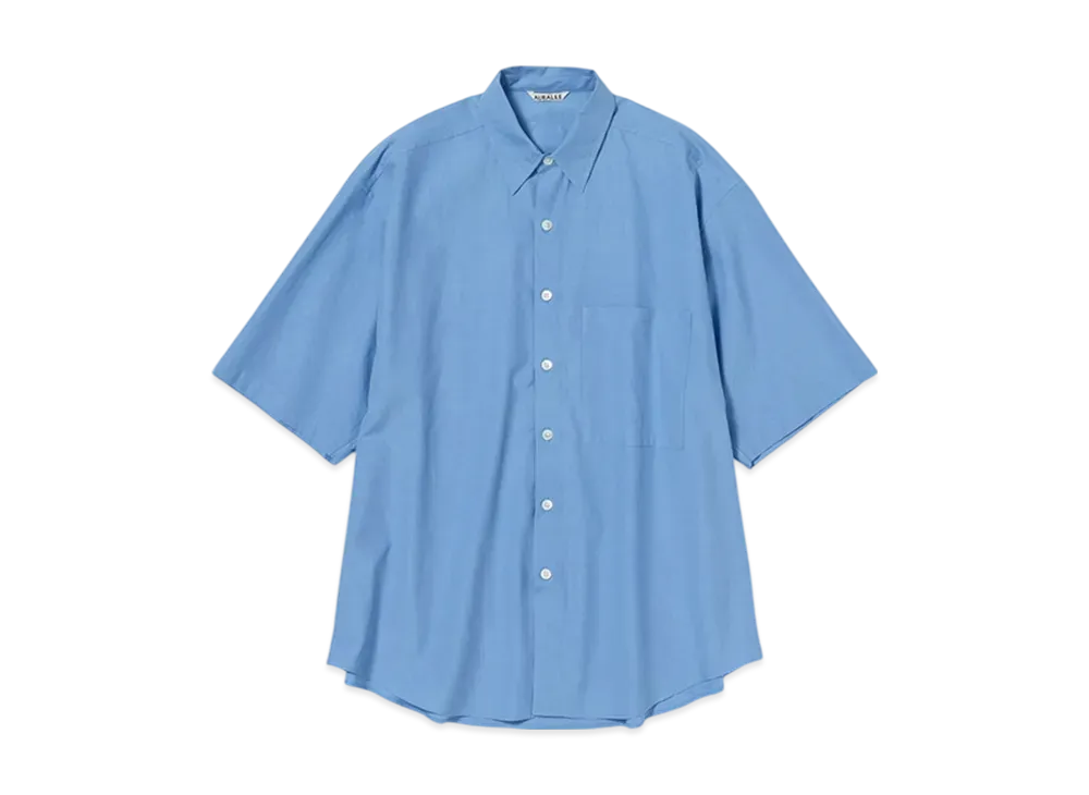 AURALEE Washed Finx Twill Big Half Sleeved Shirt "Blue"