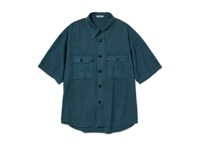 AURALEE Product Dyed Finx Gabardine Half Sleeved Shirt "Dyed Navy"