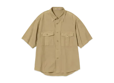 AURALEE Product Dyed Finx Gabardine Half Sleeved Shirt "Dyed Beige"