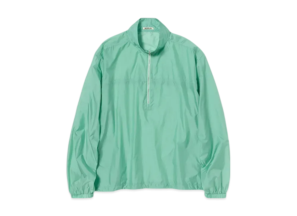 AURALEE Light Sheer Nylon Half Zip P/O "Jade Green"