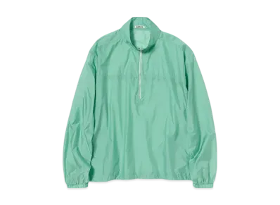 AURALEE Light Sheer Nylon Half Zip P/O "Jade Green"