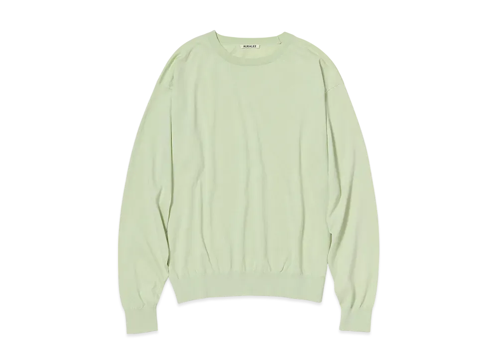 AURALEE Super High Gauge Cotton Knit P/O "Light Pistachio"