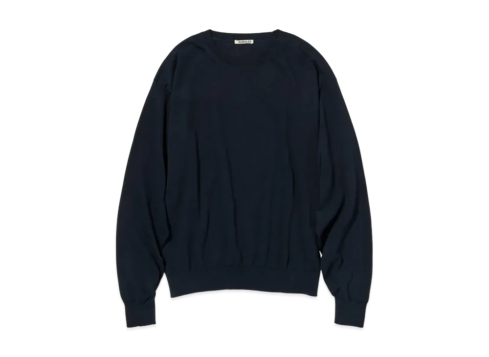 AURALEE Super High Gauge Cotton Knit P/O "Dark Navy"