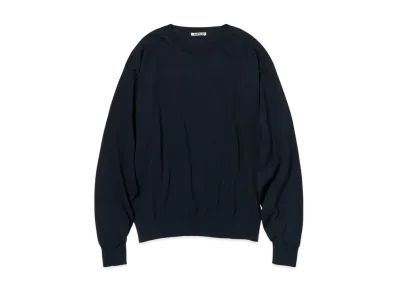 AURALEE Super High Gauge Cotton Knit P/O "Dark Navy"