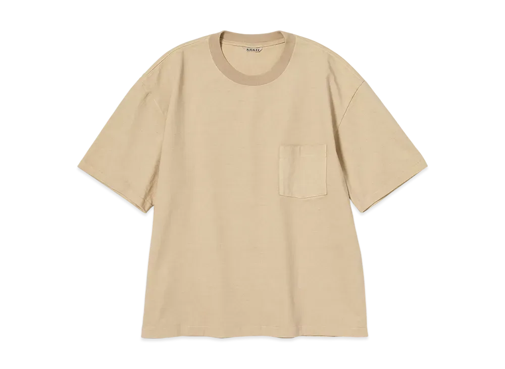 オーラリー ヘビーウェイト ポケットTシャツ "ライトキャメル"