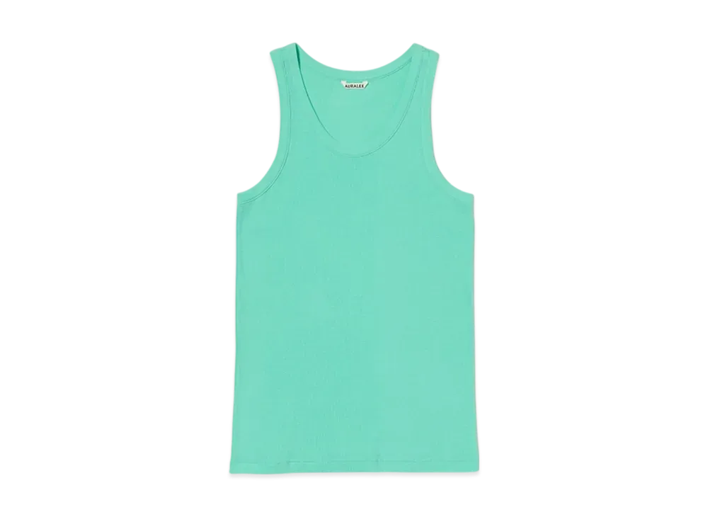 AURALEE Organic Soft Rib Tank Top "Aqua Green"