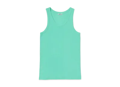 AURALEE Organic Soft Rib Tank Top "Aqua Green"